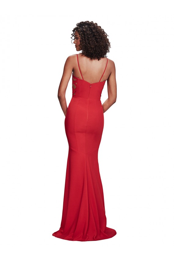 Spaghetti Strap Slip Neckline Crepe Bridesmaid Dress UK
