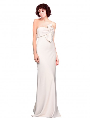 Strapless Crepe Fitted Bridesmaid Dress with Twist Bow UK