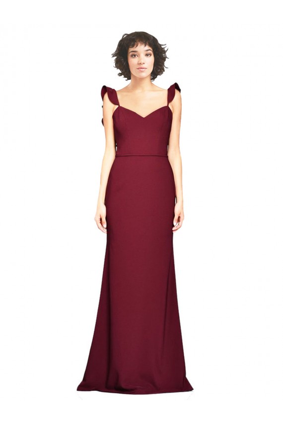 Crepe Slip Bridesmaid Dress with Ruffled Straps UK