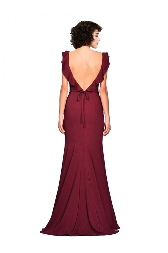 Crepe Slip Bridesmaid Dress with Ruffled Straps UK