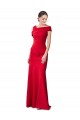 Sleeveless Ruched Crepe Mermaid Bridesmaid Dress with Off The Shoulder Detail UK