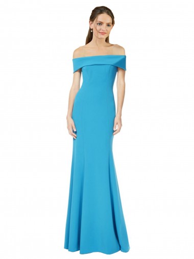 Off the Shoulder Crepe Bridesmaid Dress with Fitted Silhouette UK
