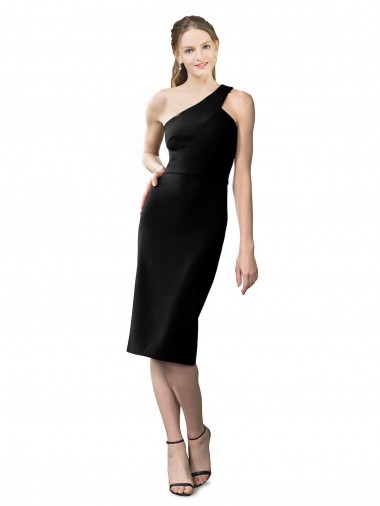 One Shoulder Short Crepe Cocktail Length Bridesmaid Dress UK