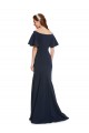 Off the Shoulder Crepe Bridesmaid Dress with Short Ruffle Sleeves. UK