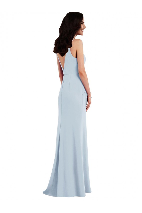 V Back Spaghetti Strap Maxi Bridesmaid Dress with Pockets UK