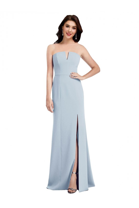 Strapless Notch Crepe Bridesmaid Dress with Front Slit UK
