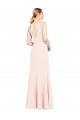 Slim A-Line V-Neck Long Stretch Crepe Bridesmaid Dress with V-Back UK