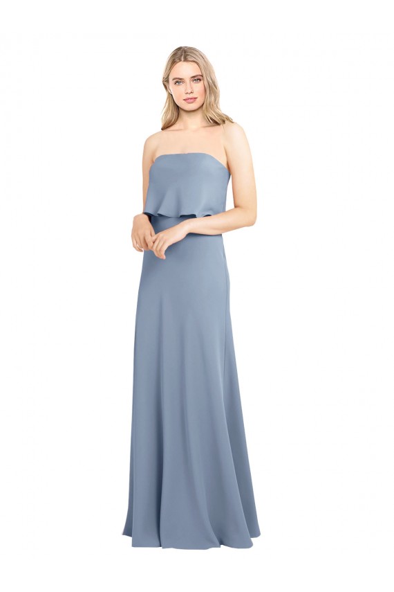High Neck Sheath Sleeveless Stretch Crepe Bridesmaid Dress UK