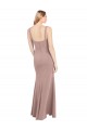 Square Neck Fit and Flare Long Stretch Crepe Bridesmaid Dress with Side Slit UK