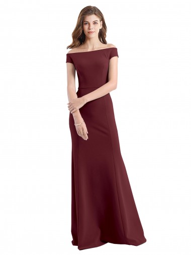 Off the Shoulder Fit and Flare Stretch Crepe Bridesmaid Dress UK