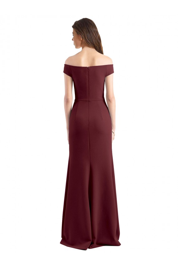 Off the Shoulder Fit and Flare Stretch Crepe Bridesmaid Dress UK