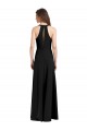 Sleek Halter V-Neck Long A-Line Stretch Crepe Bridesmaid Dress with Front Slit UK