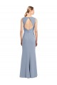 Boat Neckline and Sleek Fit and Flare Crepe Bridesmaid Dress with Keyhole Back UK