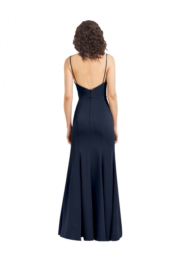 Fit and Flare Scoop Neck Long Sleeveless Stretch Crepe Bridesmaid Dress UK