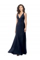Classic V-Neck Long Stretch Crepe Bridesmaid Dress with V-Back UK