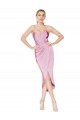 High Neck Spaghetti Straps Short Knee Length Crepe Bridesmaid Dress UK