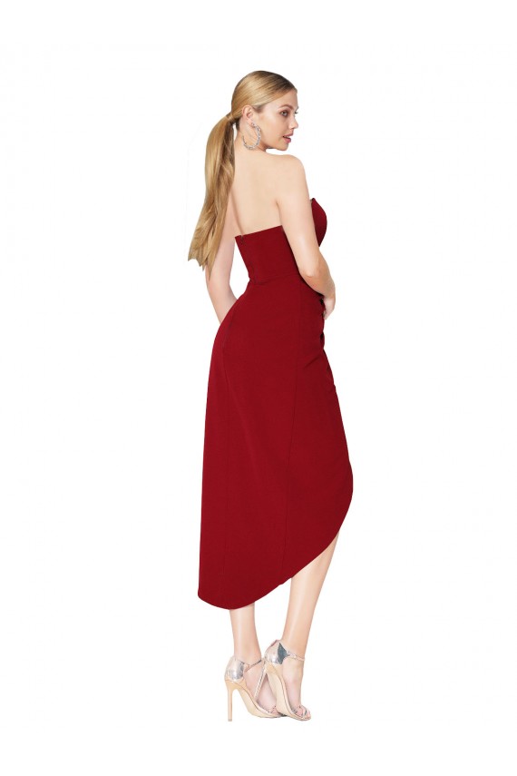 Cocktail Length Sweetheart Mermaid Wrap Crepe Bridesmaid Dress UK