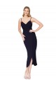 High Neck Spaghetti Straps Crepe Wrap Short Bridesmaid Dress UK