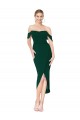 Off the Shoulder Knee Length Crepe Wrap Short Bridesmaid Dress UK