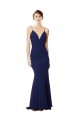 Deep V-Neck Spaghetti Straps Mermaid Crepe Bridesmaid Dress UK