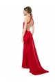 High Neck Mermaid Open Back Crepe Maxi Bridesmaid Dress with Train Detail UK