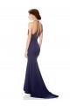 High Neck Fishtail Crepe Bridesmaid Dress with Open Back Detail UK