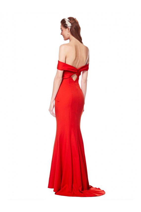 Cross Front and Back Bardot Sleeveless Crepe Maxi Bridesmaid Dress UK
