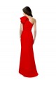 High Neck Ruffle Frill One Shoulder Maxi Crepe Bridesmaid Dress UK