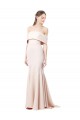 Mermaid Bardot Maxi Crepe Bridesmiad Dress with Fishtail Train UK