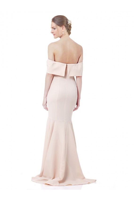 Mermaid Bardot Maxi Crepe Bridesmiad Dress with Fishtail Train UK