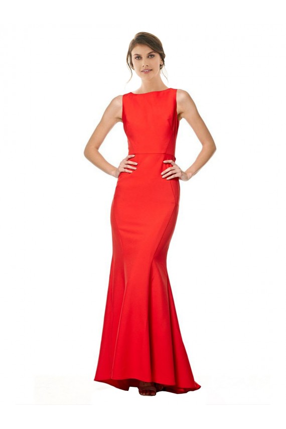 High Neck Maxi Crepe Bridesmiad Dress with Exaggerated Back Ruffle UK