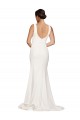 Square Neck Long Sheath Sweep Train Crepe Bridesmaid Dress  UK