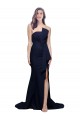 Long Strapless Sweep Train Low Back Crepe Bridesmaid Dress UK