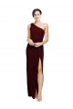 One Shoulder Sheath Crepe Bridesmaid Dress with High Side Split UK