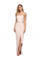 Full Length Low Back Strapless Crepe Bridesmaid Dress with Thigh High Side Split UK