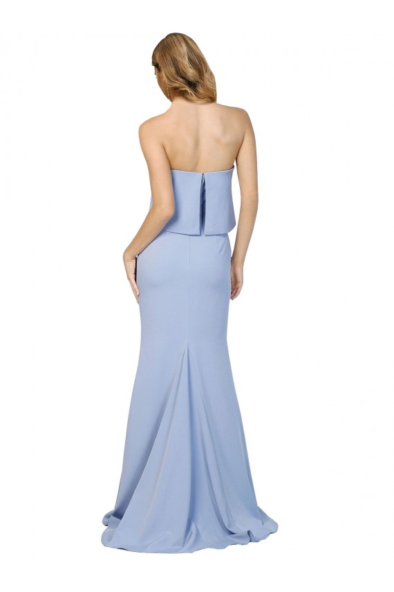 Strapless Full Length Crepe Bridesmaid Dress with Bodice Overlay UK