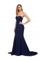 Fit and Flare Sweetheart Long Crepe Bridesmaid Dress with Sweep Train UK