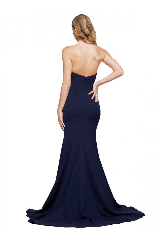 Fit and Flare Sweetheart Long Crepe Bridesmaid Dress with Sweep Train UK