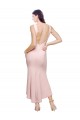 High Neck Low V-Back Midi Length Crepe Bridesmaid Dress UK