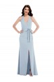 Open Back Halter Maxi Bridesmaid Dress with Draped Bow UK