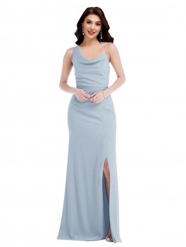 One Shoulder Draped Cowl Neck Maxi Bridesmaid Dress UK