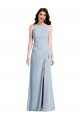 Halter Maxi Bridesmaid Dress with Cascade Ruffle Slit UK