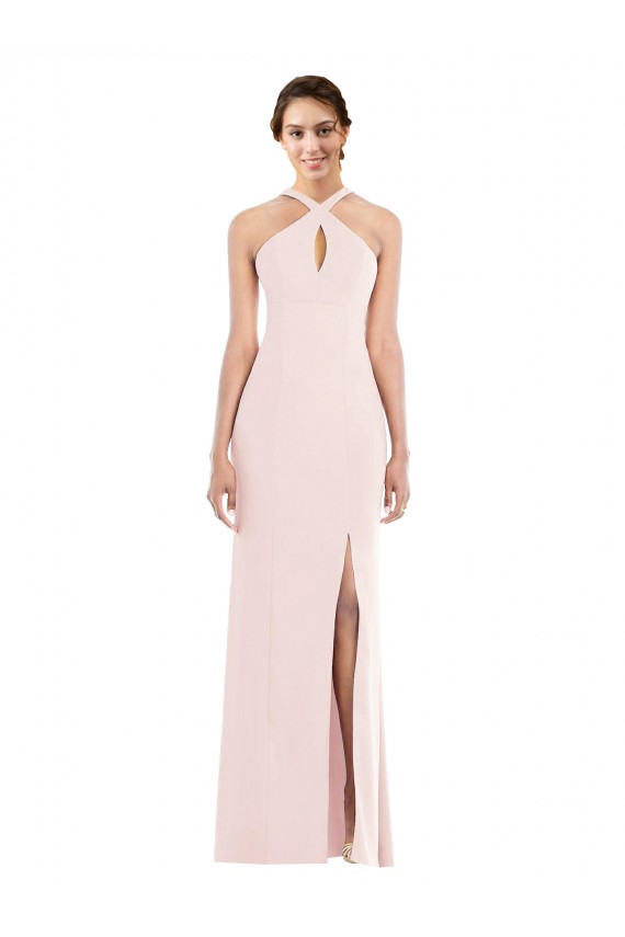 Criss Cross Halter Princess Line Trumpet Bridesmaid Dress UK