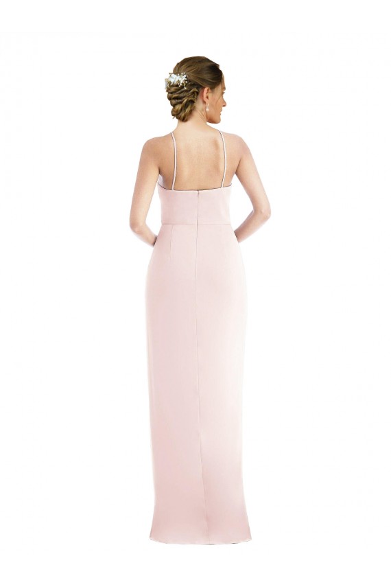 Halter Draped Tulip Skirt Maxi Bridesmaid Dress UK