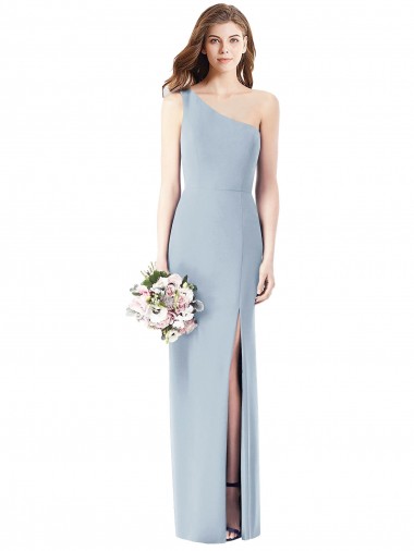 One Shoulder Crepe Trumpet Bridesmaid Dress with Front Slit UK