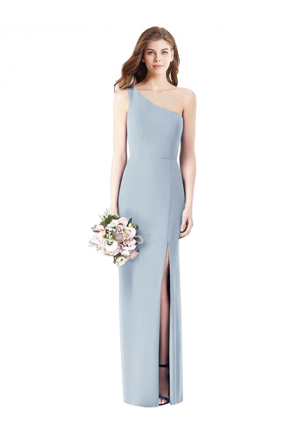 One Shoulder Crepe Trumpet Bridesmaid Dress with Front Slit UK