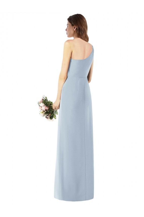 One Shoulder Crepe Trumpet Bridesmaid Dress with Front Slit UK