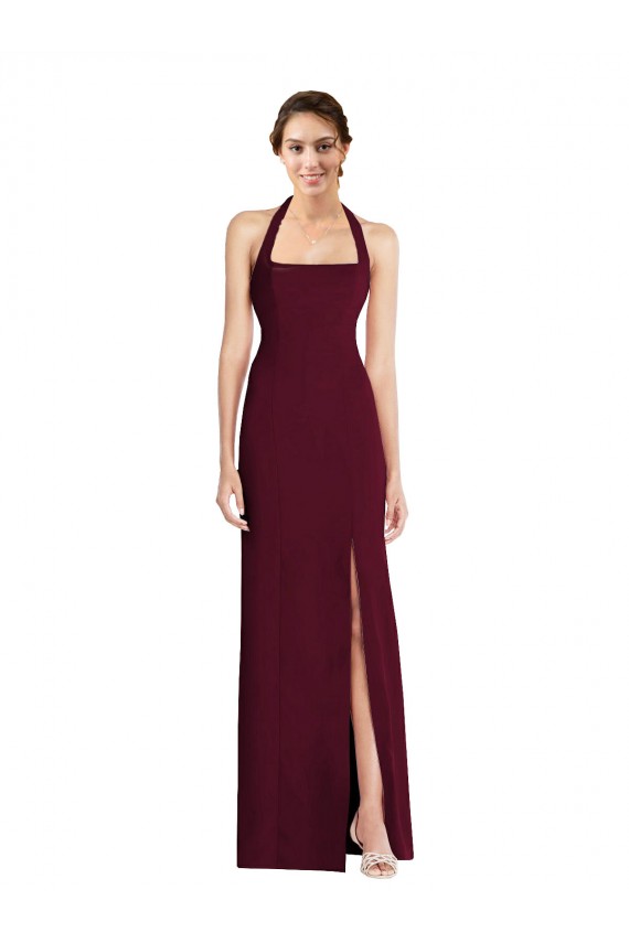 Tie Halter Open Back Trumpet Bridesmaid Dress UK