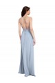 Fit and Flare High Neck Crepe Bridesmaid Dress with Side Slit UK
