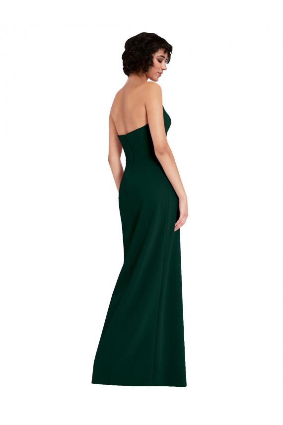 Scooped Strapless Neckline Crepe Bridesmaid Dress with Side Slit UK